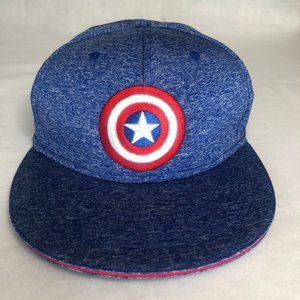 Marvel Captain America Hat Shield Logo Flat Brim